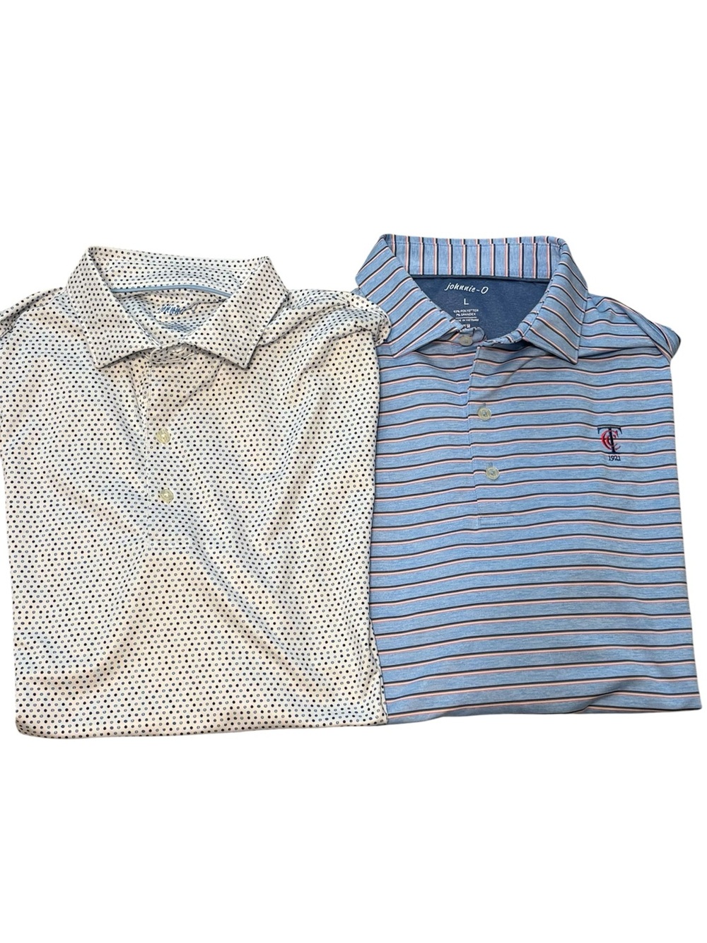 Two johnnie-O Blue Striped Polo and a White Dot Polo - Men